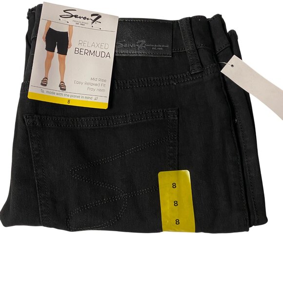 Seven7 Womens Relaxed Bermuda Shorts Black Cotton Blend Size 8 NWT - Picture 10 of 10